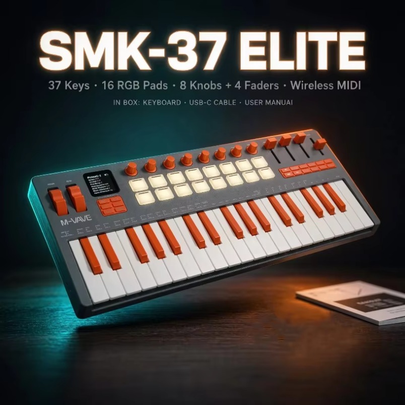 Midi Controller Pad - M-VAVE SMK-37 Elite MIDI-Keyboard 37 Tasten